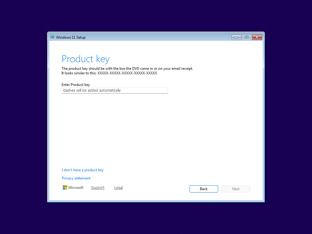 No product key