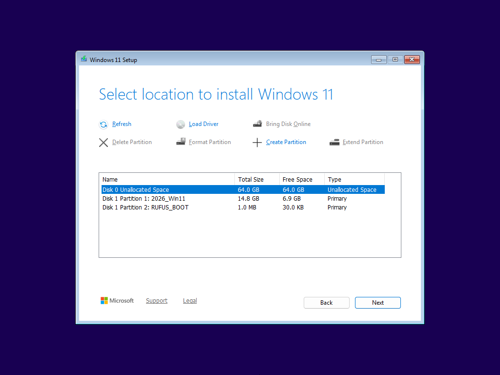Select disk